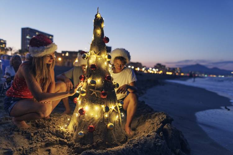 christmas lights on the beach key west